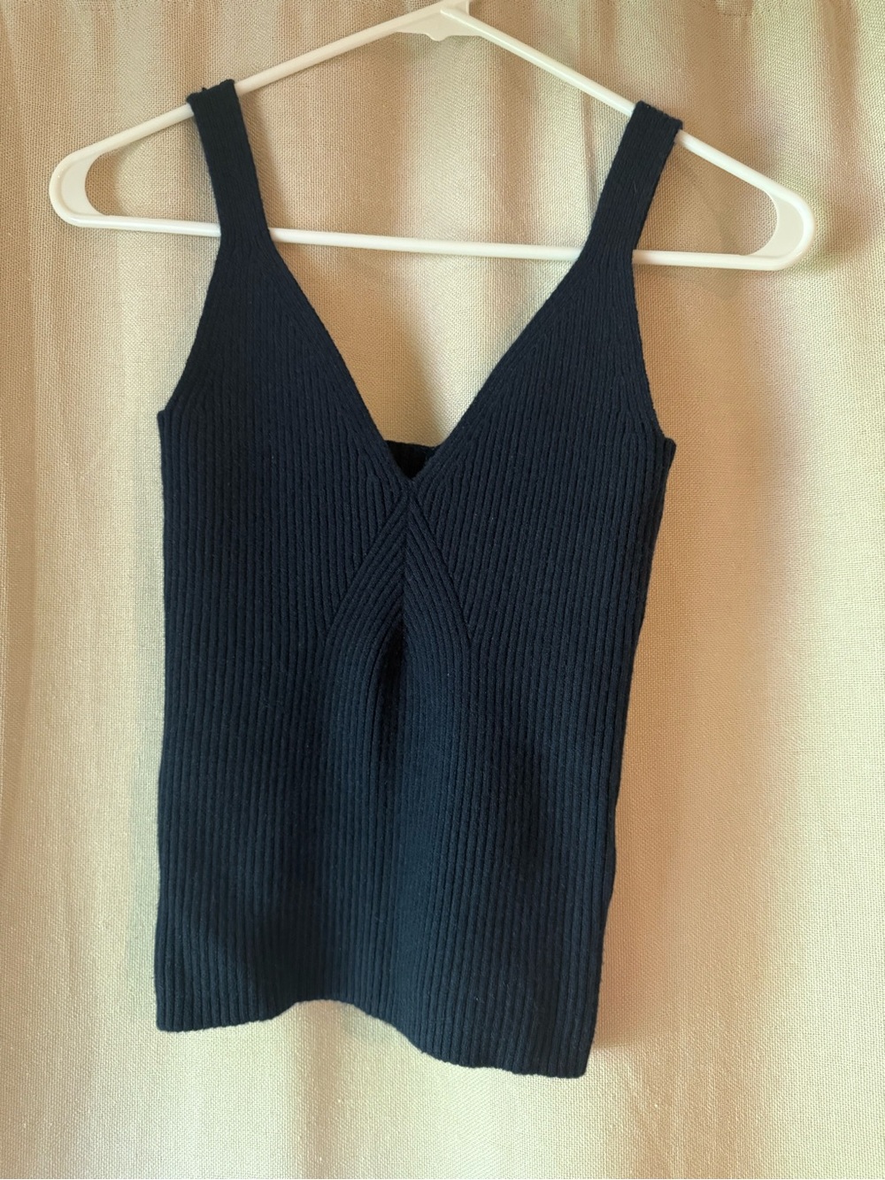 J. Crew navy blue Ribbed V-Neck Knit Tank cashmere